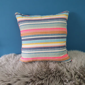 Denim Sherbet Stripe Large Square Cushion