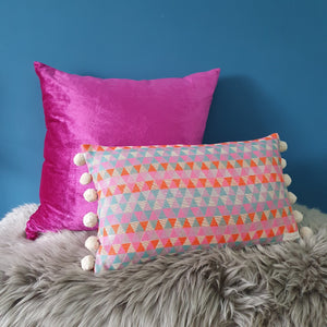 Tutti Frutti Rectangular Scatter Cushion with Pom Poms