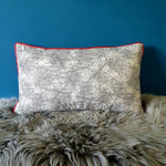 Load image into Gallery viewer, Abstract animal print velvet cushion with shocking pink velvet piping
