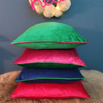 Load image into Gallery viewer, Magenta/Emerald Green Large Square Double-Sided Plush Velvet Cushion
