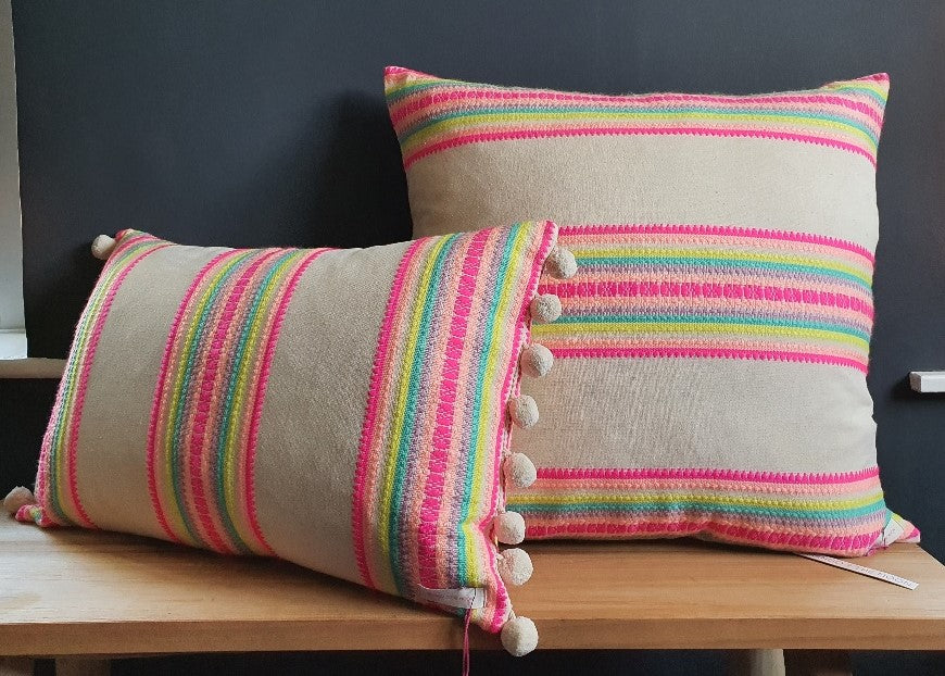 Woo Woo rectangular Cushion with Pom Poms