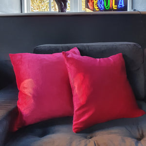 Cerise Pink Large Square Plush Velvet Cushion