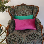 Load image into Gallery viewer, Magenta/Emerald Green Double-Sided Rectangular Plush Velvet Cushion
