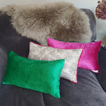 Load image into Gallery viewer, Magenta/Emerald Green Double-Sided Rectangular Plush Velvet Cushion
