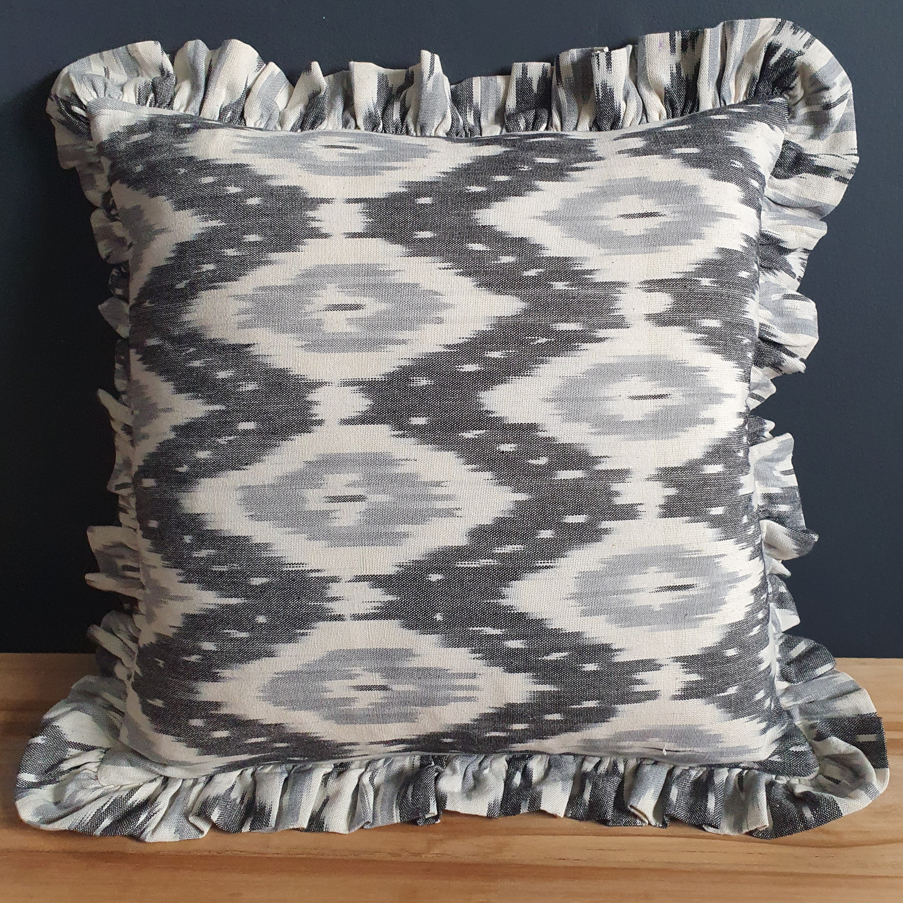 Fyfe Square Ikat Cushion with Frill.