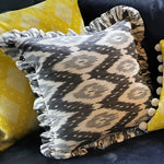 Load image into Gallery viewer, Fyfe Square Ikat Cushion with Frill.
