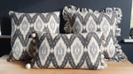 Load image into Gallery viewer, Fyfe Square Ikat Cushion with Frill.
