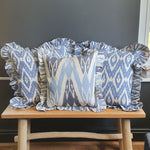 Load image into Gallery viewer, Gigi Large Square Ikat Cushion with frill
