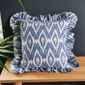 Gigi Large Square Ikat Cushion with frill