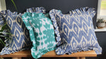 Load image into Gallery viewer, Gigi Large Square Ikat Cushion with frill
