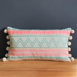 Load image into Gallery viewer, Happy Hour Rectangular Cushion with Pom Poms.
