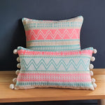 Load image into Gallery viewer, Happy Hour Rectangular Cushion with Pom Poms.
