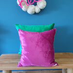 Load image into Gallery viewer, Magenta/Emerald Green Large Square Double-Sided Plush Velvet Cushion
