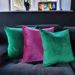 Load image into Gallery viewer, Magenta/Emerald Green Large Square Double-Sided Plush Velvet Cushion
