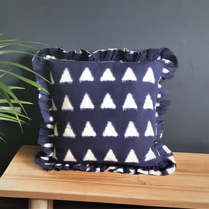 Mia Square Ikat Cushion with frill.