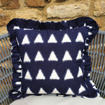 Load image into Gallery viewer, Mia Square Ikat Cushion with frill.
