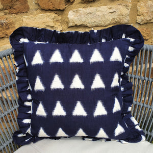 Mia Square Ikat Cushion with frill.