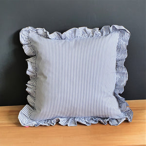 Old Fashioned Square Pinstriped Cushion with Frill