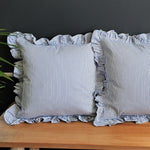 Load image into Gallery viewer, Old Fashioned Square Pinstriped Cushion with Frill
