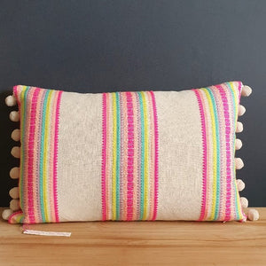 Woo Woo rectangular Cushion with Pom Poms